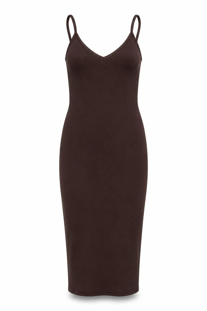 PRETTYLITTLETHING Womens Brown Polyester Bodycon Size 4 V-Neck Pullover
