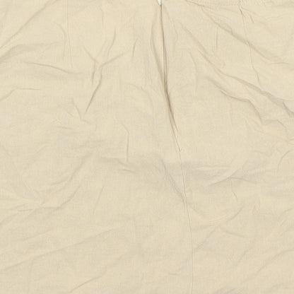 Misspap Womens Beige Viscose Mini Skirt Size 14 Zip - Side Split Detail