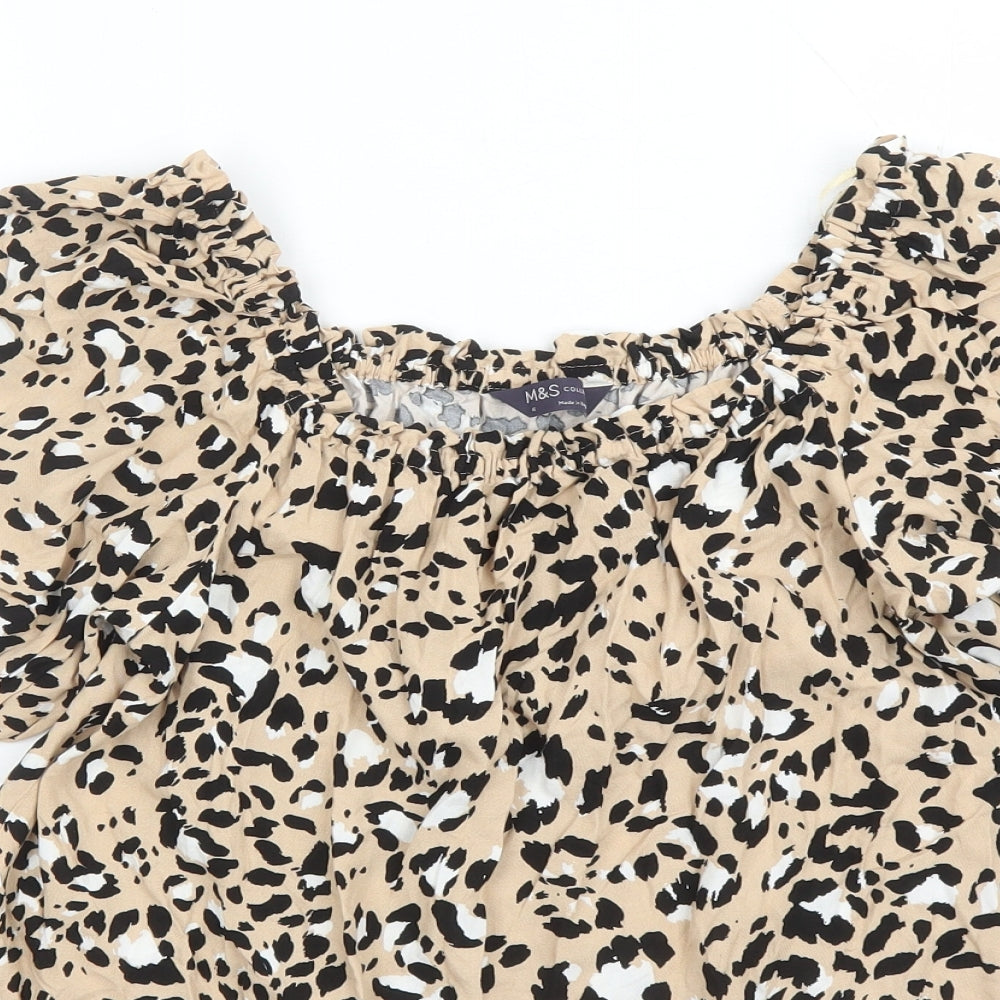 Womens UK Size 6 Marks and Spencer Brown Basic T-Shirt