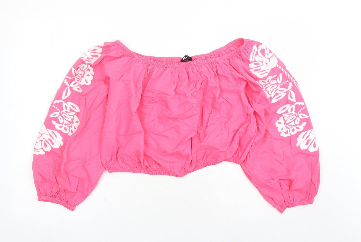 Womens UK Size 18 Marks and Spencer Pink Cropped Blouse