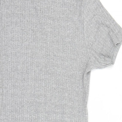 Missguided Womens Grey Viscose Bodycon Size 14 Mock Neck Pullover - Open Back Detail