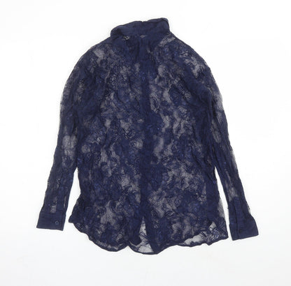 Womens UK Size 10 Divided by H&M Blue Basic Button-Up
