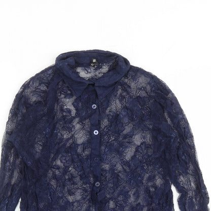 Womens UK Size 10 Divided by H&M Blue Basic Button-Up
