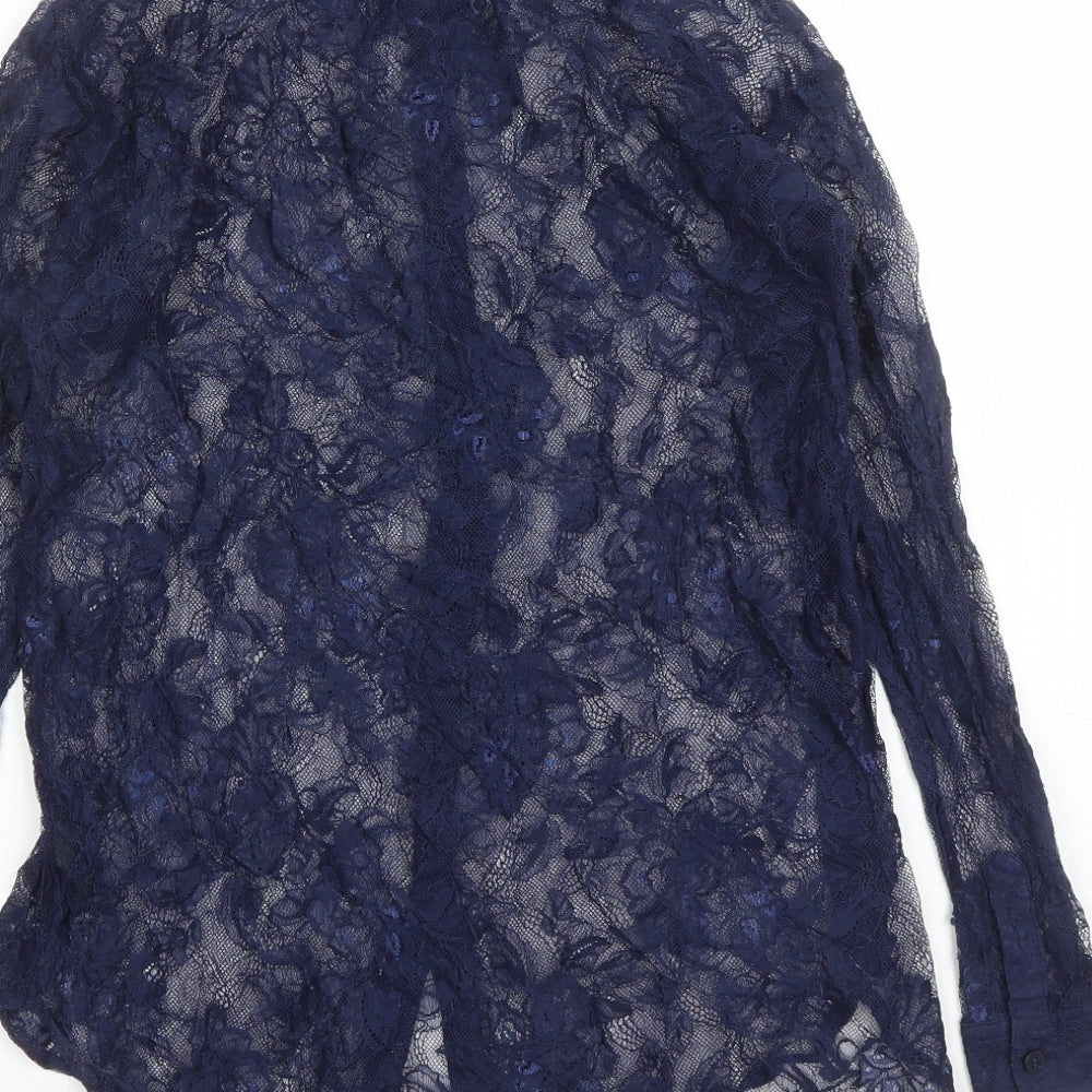 Womens UK Size 10 Divided by H&M Blue Basic Button-Up