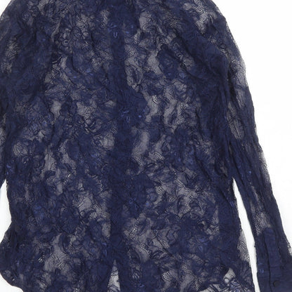 Womens UK Size 10 Divided by H&M Blue Basic Button-Up