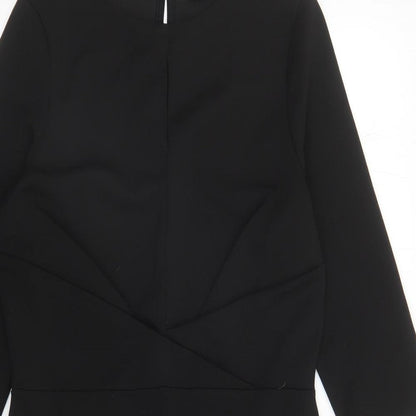Dorothy Perkins Womens Black Polyester Pencil Dress Size 12 Round Neck Button