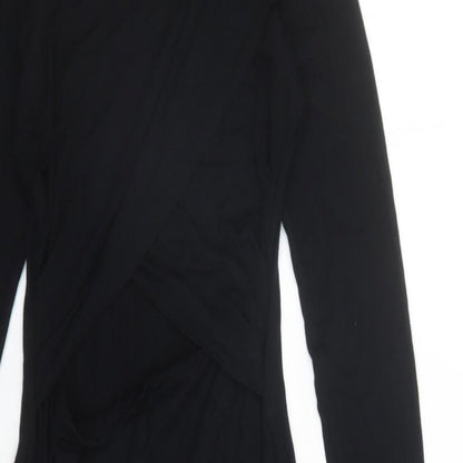 River Island Womens Black Polyester Bodycon Size 12 Round Neck Pullover - Open Detail On Front