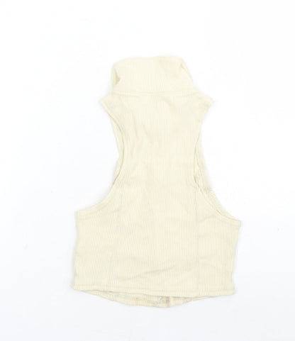 Womens UK Size S Urban Outfitters Beige Cropped Polo