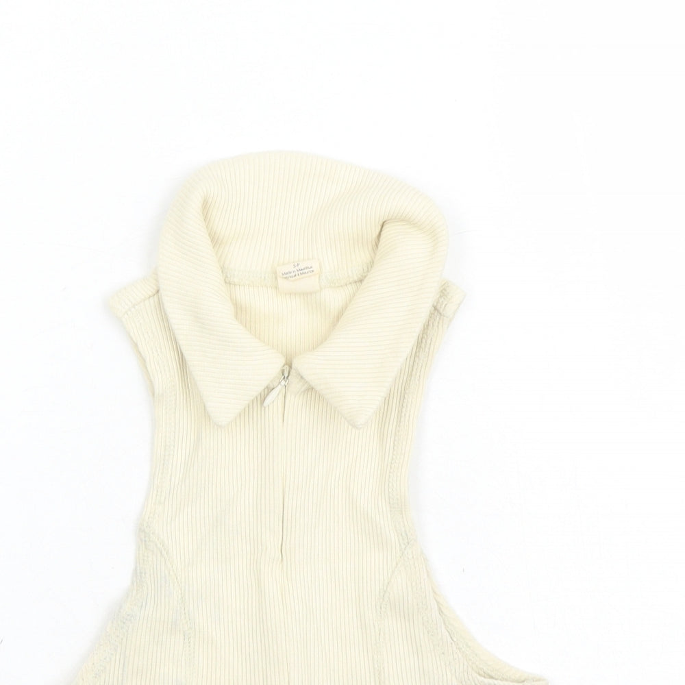 Womens UK Size S Urban Outfitters Beige Cropped Polo