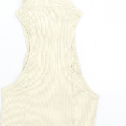 Womens UK Size S Urban Outfitters Beige Cropped Polo