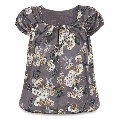 Wallis Womens Brown Floral Polyester Basic Blouse Size S Round Neck