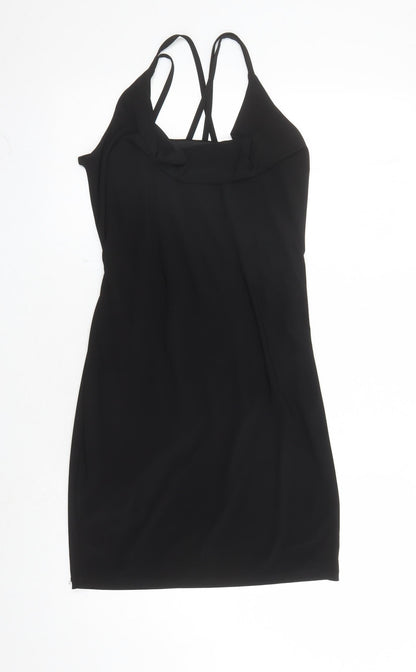 Miss Selfridge Womens Black Polyester Mini Size 12 Collared Pullover