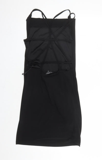 Miss Selfridge Womens Black Polyester Mini Size 12 Collared Pullover