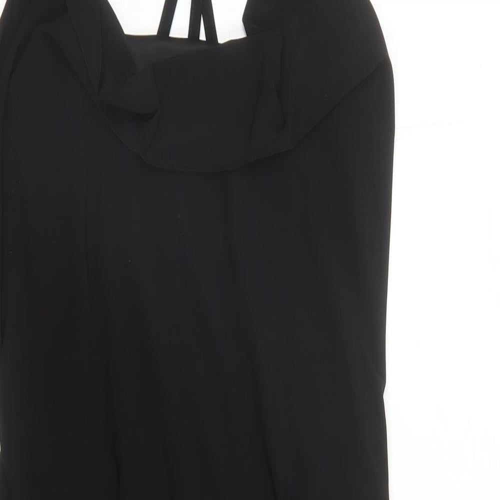 Miss Selfridge Womens Black Polyester Mini Size 12 Collared Pullover