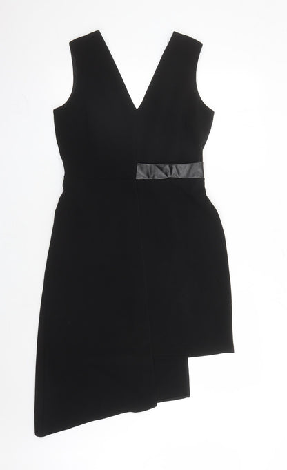 Amazing London Womens Black Polyester A-Line Size 10 V-Neck Zip