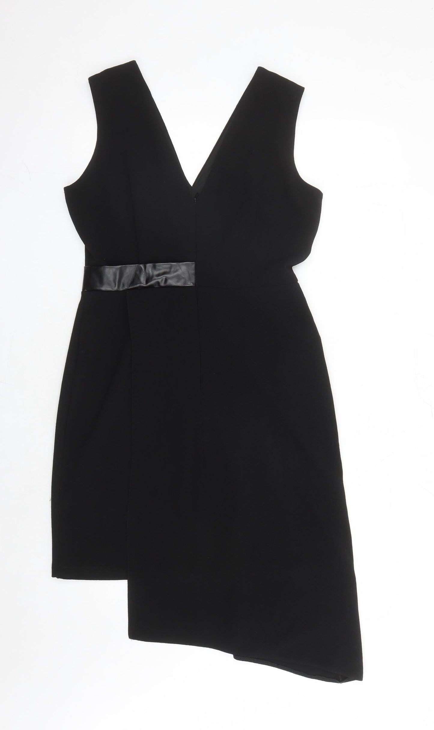 Amazing London Womens Black Polyester A-Line Size 10 V-Neck Zip
