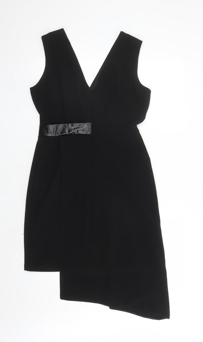 Amazing London Womens Black Polyester A-Line Size 10 V-Neck Zip