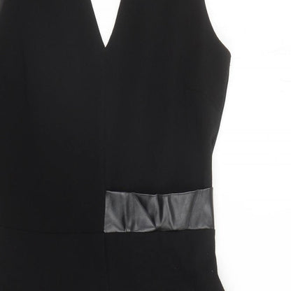 Amazing London Womens Black Polyester A-Line Size 10 V-Neck Zip