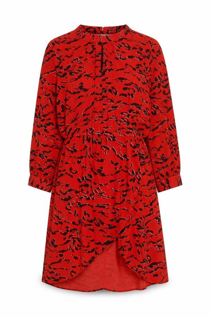 Sosandar Womens Red Animal Print Polyester A-Line Size 12 Round Neck Button