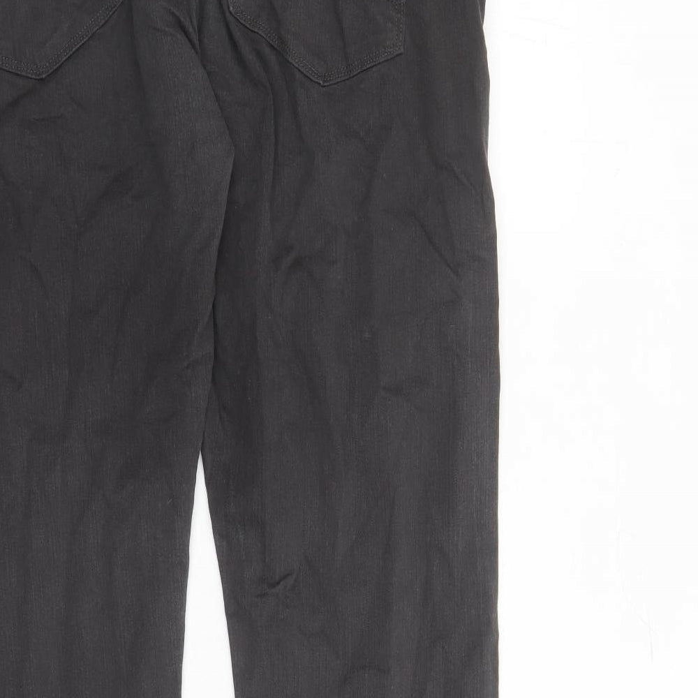 Marks and Spencer Mens Grey Cotton Straight Jeans Size 38 in L31 in Slim Zip