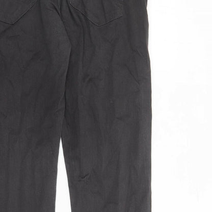 Marks and Spencer Mens Grey Cotton Straight Jeans Size 38 in L31 in Slim Zip