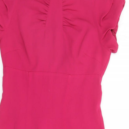 Limited Collection Womens Pink Polyester A-Line Size 10 Round Neck Zip - Lined