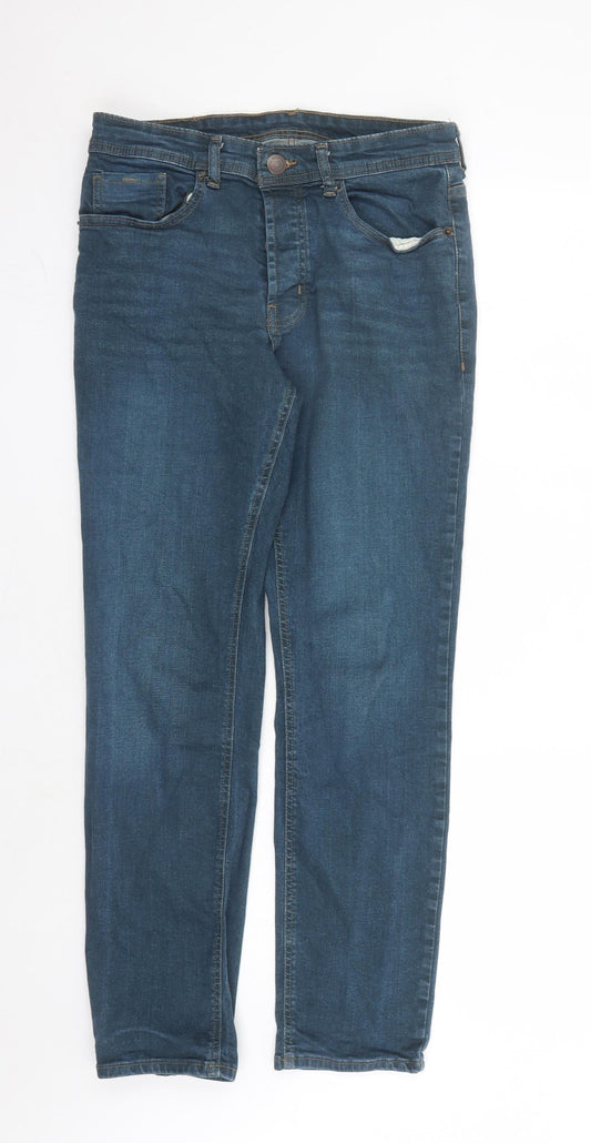 Denim & Co. Mens Blue Cotton Straight Jeans Size 30 in L29 in Regular Button