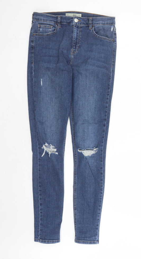 Topshop Womens Blue Cotton Skinny Jeans Size 30 in L30 in Regular Zip