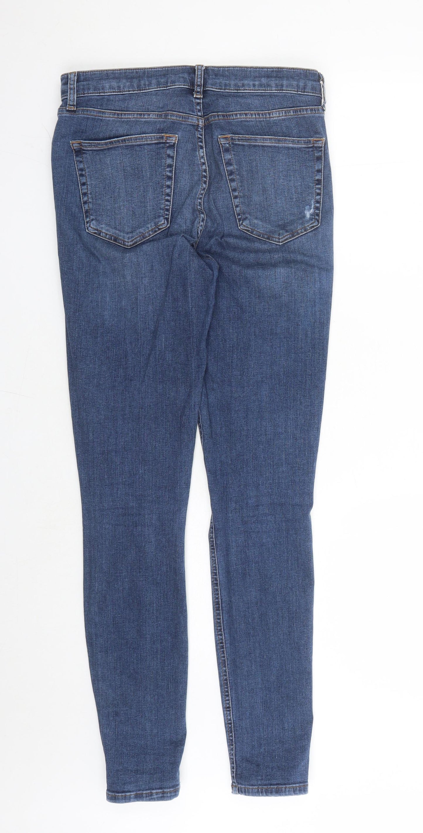 Topshop Womens Blue Cotton Skinny Jeans Size 30 in L30 in Regular Zip