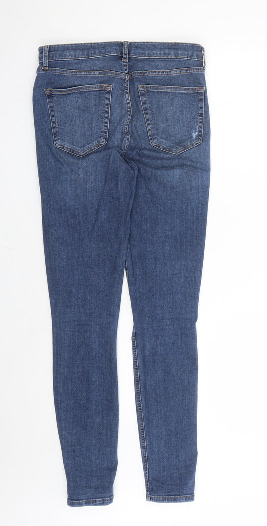 Topshop Womens Blue Cotton Skinny Jeans Size 30 in L30 in Regular Zip