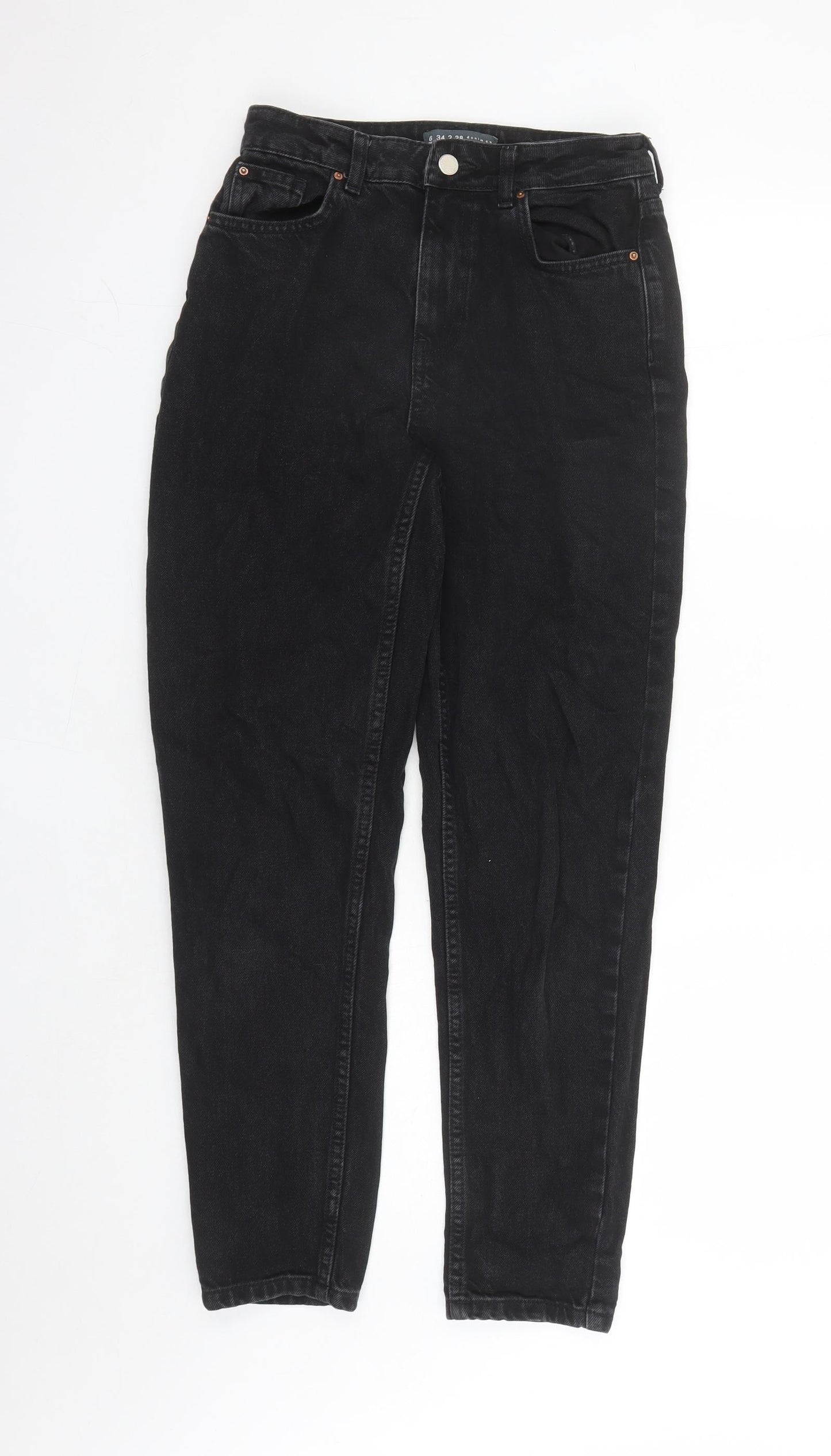 Denim & Co. Womens Black Cotton Straight Jeans Size 6 L29 in Regular Zip