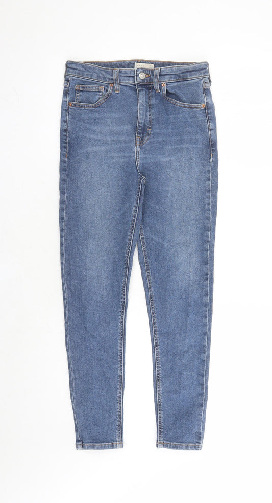 Topshop Womens Blue Cotton Straight Jeans Size 28 in L25 in Regular Zip