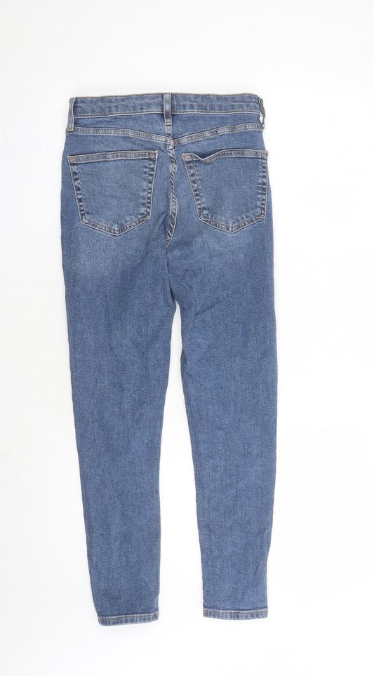 Topshop Womens Blue Cotton Straight Jeans Size 28 in L25 in Regular Zip