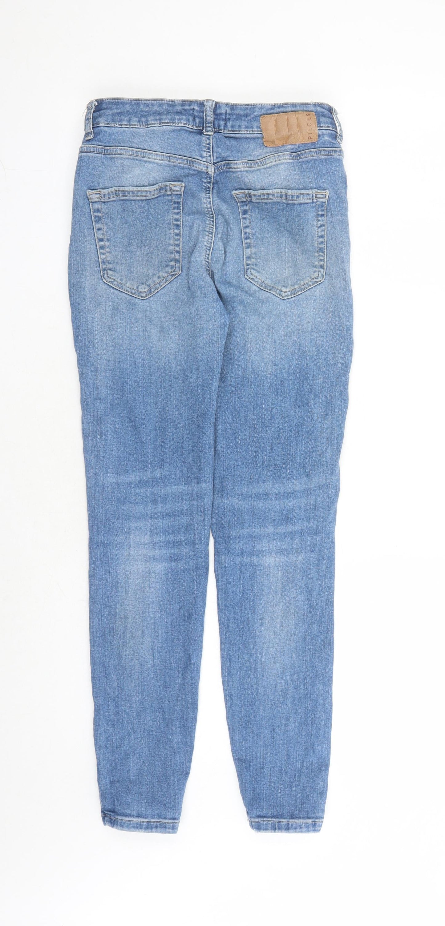 Pieces Womens Blue Cotton Straight Jeans Size M L28 in Regular Zip