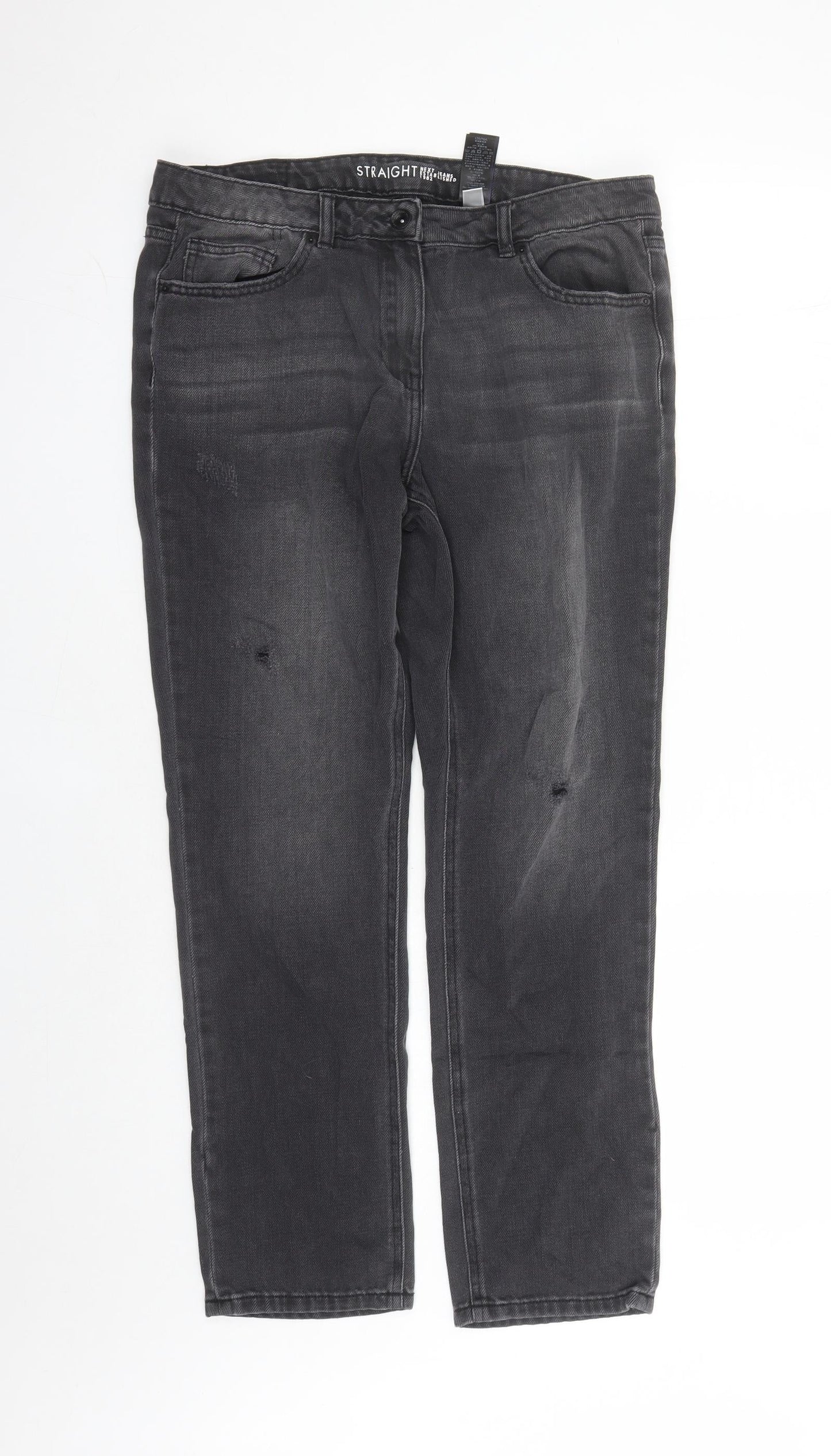 NEXT Womens Black Cotton Straight Jeans Size 12 L27 in Regular Zip