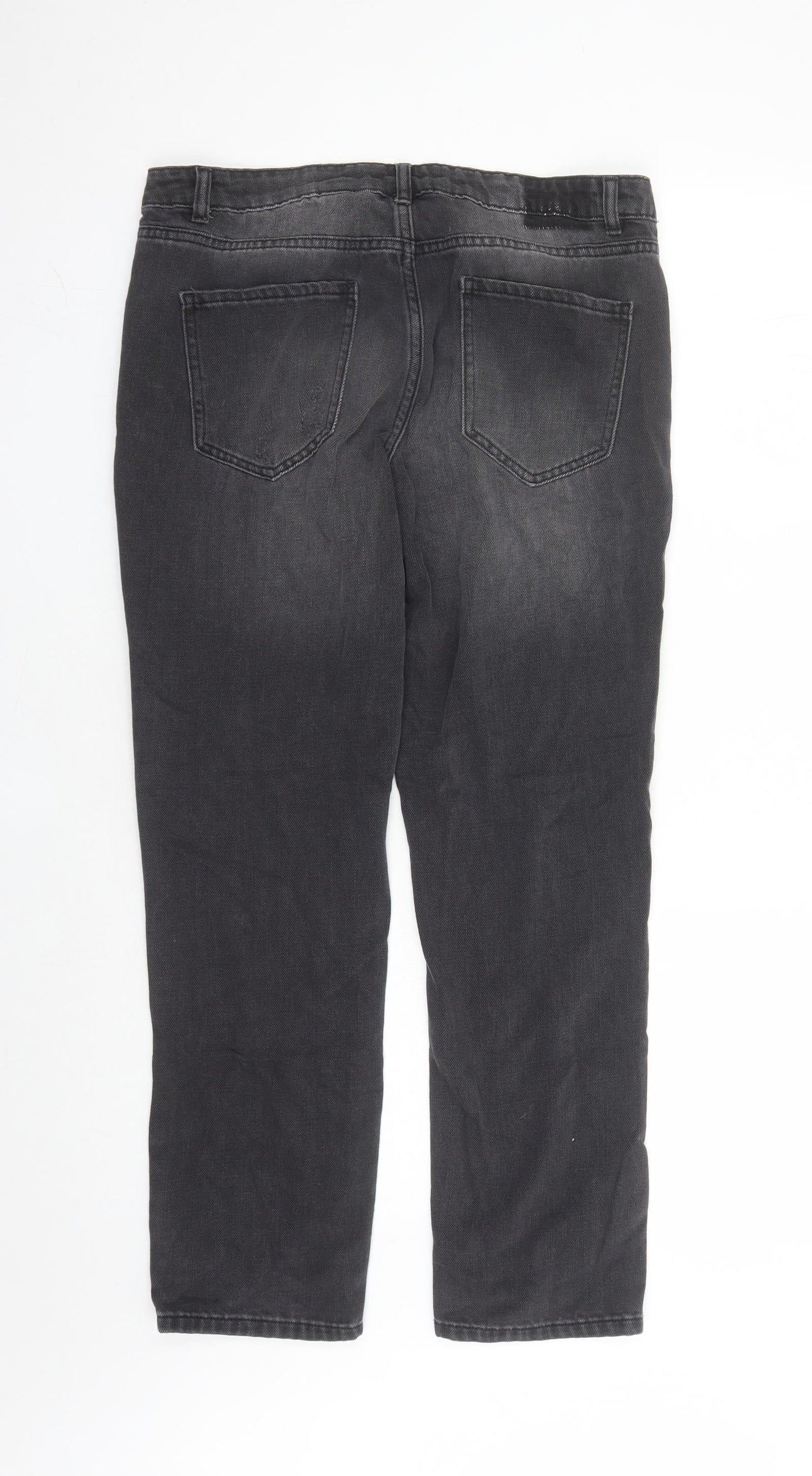 NEXT Womens Black Cotton Straight Jeans Size 12 L27 in Regular Zip