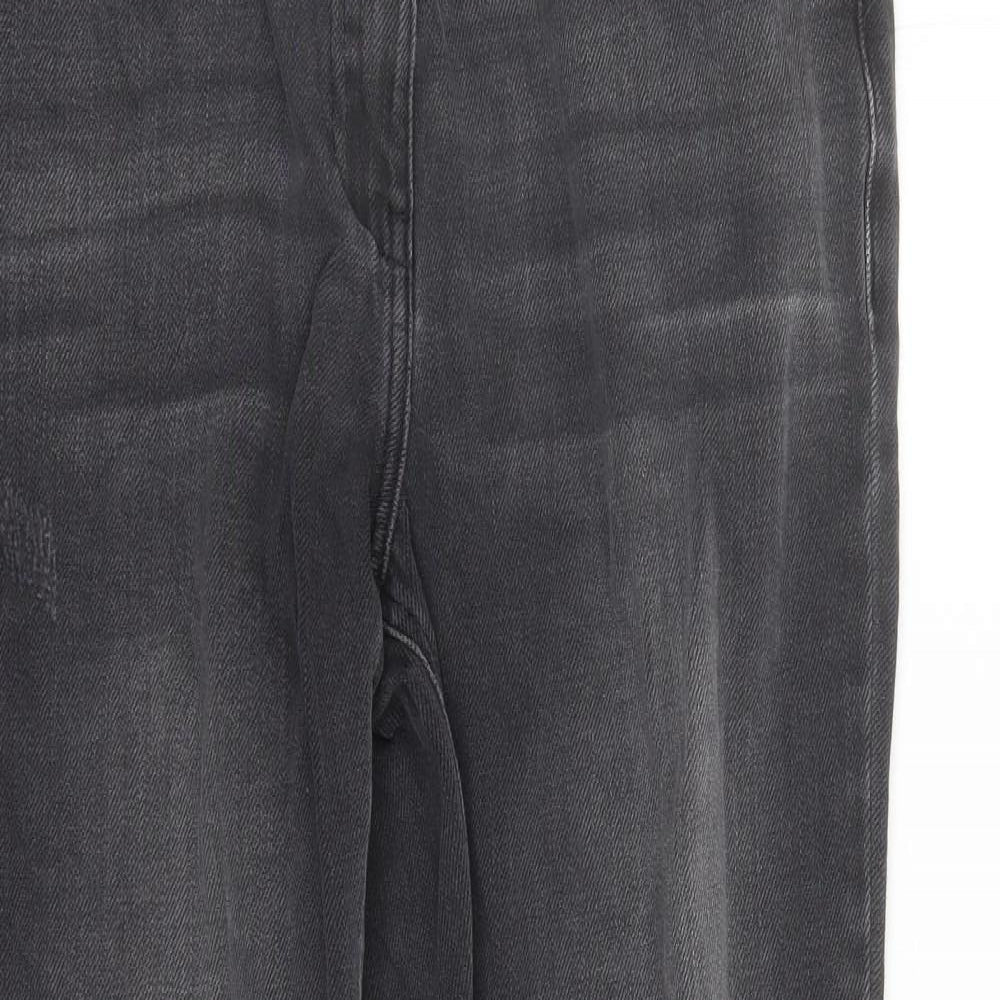 NEXT Womens Black Cotton Straight Jeans Size 12 L27 in Regular Zip