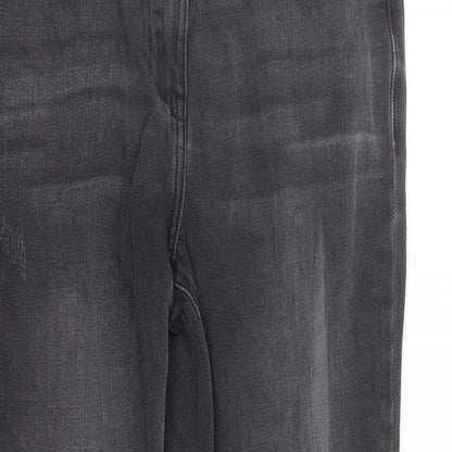 NEXT Womens Black Cotton Straight Jeans Size 12 L27 in Regular Zip