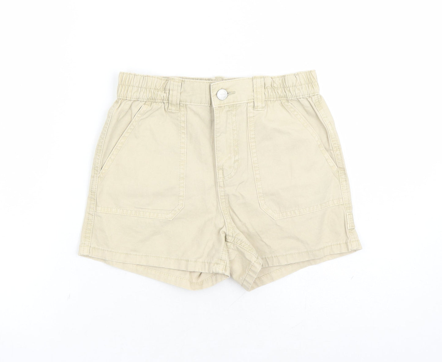 Marks and Spencer Boys Beige Cotton Bermuda Shorts Size 10-11 Years Regular Zip - Elasticated Waist