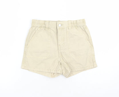 Marks and Spencer Boys Beige Cotton Bermuda Shorts Size 10-11 Years Regular Zip - Elasticated Waist
