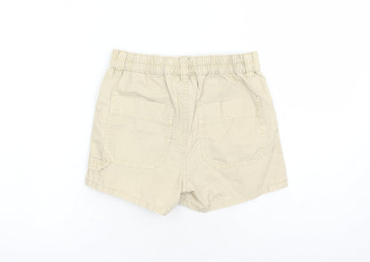 Marks and Spencer Boys Beige Cotton Bermuda Shorts Size 10-11 Years Regular Zip - Elasticated Waist