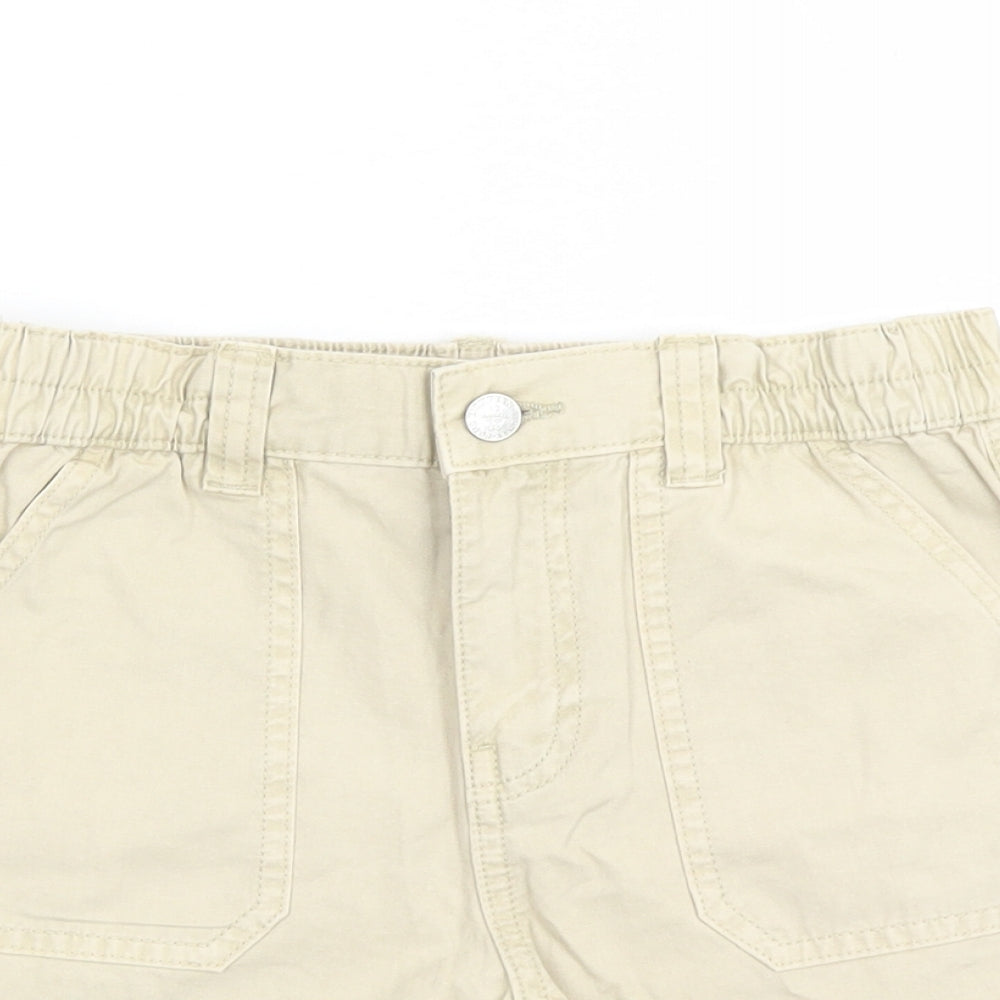 Marks and Spencer Boys Beige Cotton Bermuda Shorts Size 10-11 Years Regular Zip - Elasticated Waist