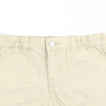 Marks and Spencer Boys Beige Cotton Bermuda Shorts Size 10-11 Years Regular Zip - Elasticated Waist
