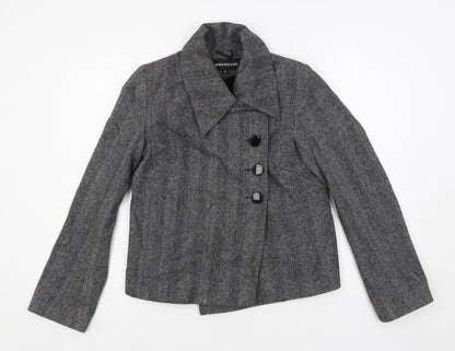Warehouse Womens Grey Herringbone Jacket Size 8 Button