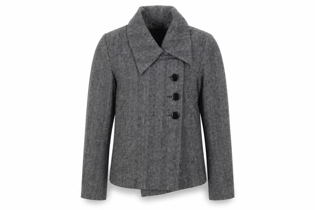 Warehouse Womens Grey Herringbone Jacket Size 8 Button