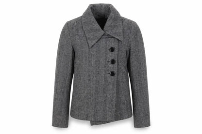 Warehouse Womens Grey Herringbone Jacket Size 8 Button