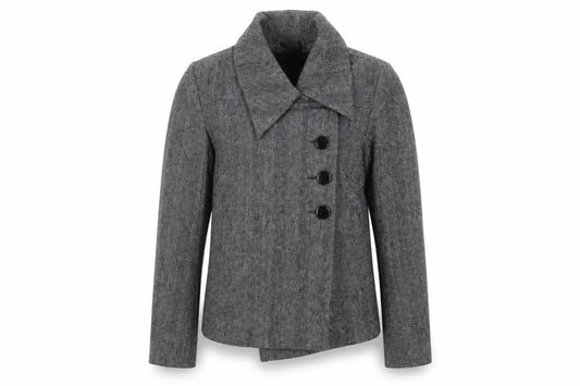 Warehouse Womens Grey Herringbone Jacket Size 8 Button