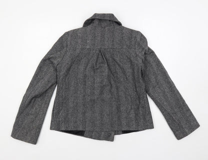 Warehouse Womens Grey Herringbone Jacket Size 8 Button