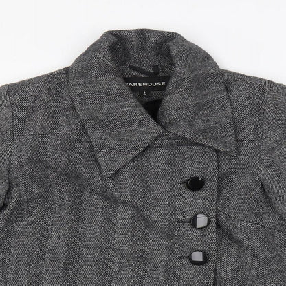 Warehouse Womens Grey Herringbone Jacket Size 8 Button