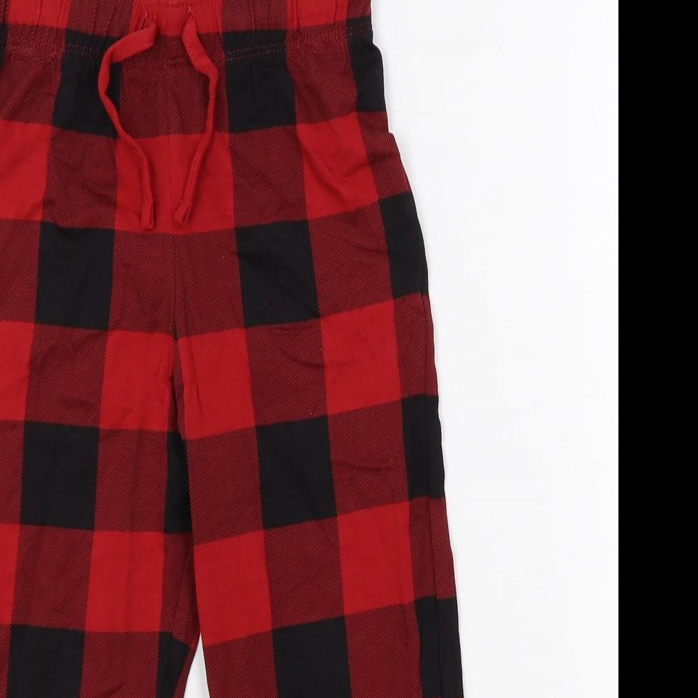 Marks and Spencer Girls Red Plaid Cotton Top Pyjama Pants Size 3-4 Years Drawstring